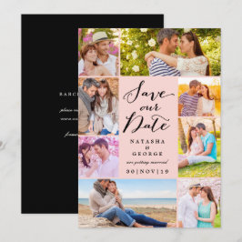 Modern stijlvol script 8 Multi Photo Save the Date Kaart