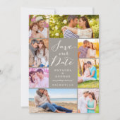 Modern stijlvol script 8 Multi Photo Save the Date Kaart (Voorkant)