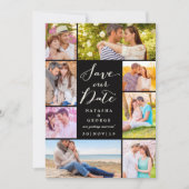 Modern stijlvol script 8 Multi Photo Save the Date Kaart (Voorkant)