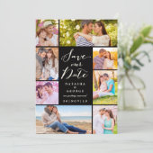 Modern stijlvol script 8 Multi Photo Save the Date Kaart (Staand voorkant)