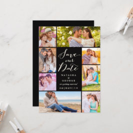 Modern stijlvol script 8 Multi Photo Save the Date Kaart