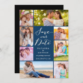 Modern stijlvol script 8 Multi Photo Save the Date Kaart (Voorkant / Achterkant)