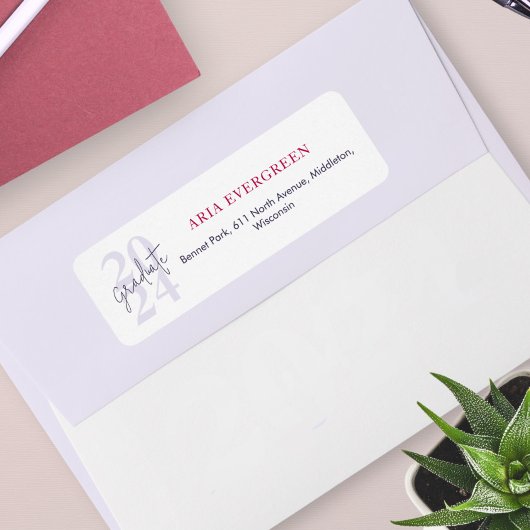 Modern stijlvol script Afstuderen retouradres Etiket