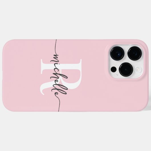 Modern Stijlvol Script Blush Pink Monogram Initiaa Case-Mate iPhone Case (Achterkant (horizontaal))