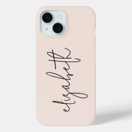 Modern stijlvol script blush roze iPhone 15 case