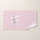Modern Stijlvol Script Blush Roze Monogram Naam Handdoek (Handdoek)