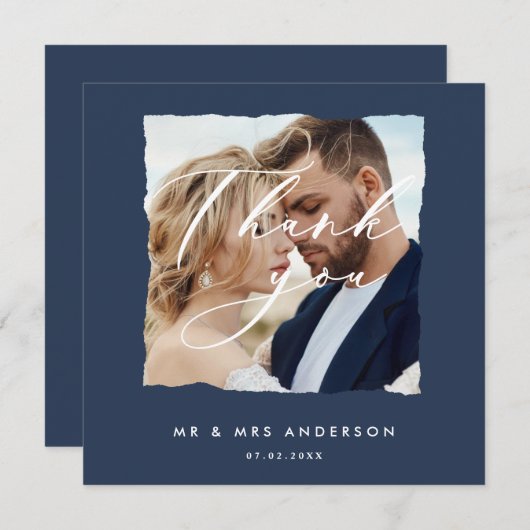 Modern stijlvol script elegant typografie bruiloft aankondiging (Voorkant / Achterkant)