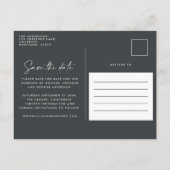 Modern stijlvol script elegant typografie bruiloft aankondigingskaart (Achterkant)