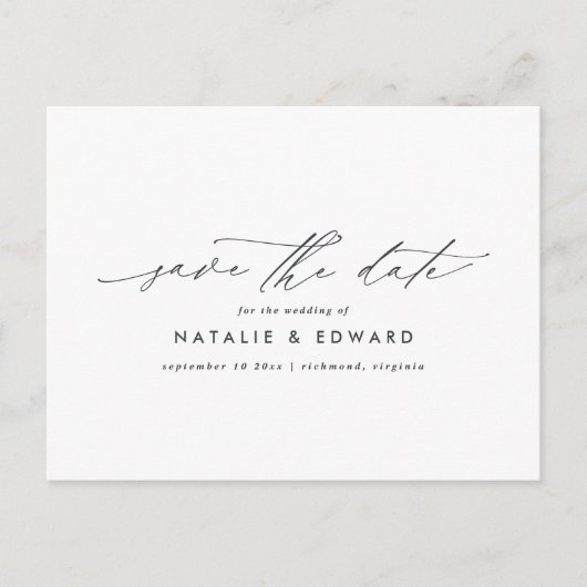 Modern stijlvol script elegant typografie bruiloft aankondigingskaart (Voorkant)