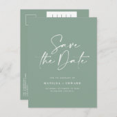 Modern stijlvol script elegant typografie bruiloft aankondigingskaart (Voorkant / Achterkant)