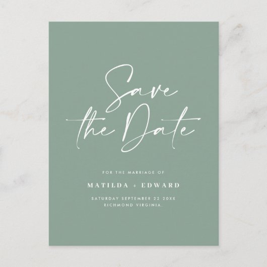 Modern stijlvol script elegant typografie bruiloft aankondigingskaart (Voorkant)