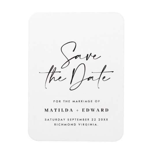 Modern stijlvol script elegant typografie bruiloft magneet (Verticaal)