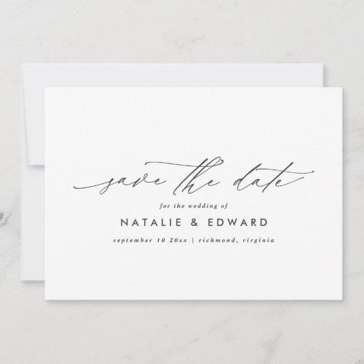 Modern stijlvol script elegant typografie bruiloft save the date (Voorkant)