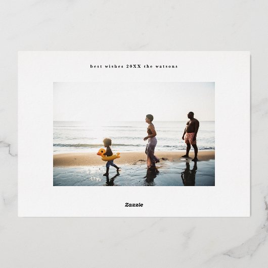 Modern stijlvol script gouden foto blij folie feestdagenkaart (Achterkant)