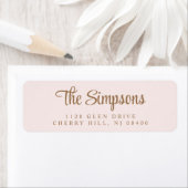 Modern stijlvol script roze gouden retouradres etiket (Insitu)