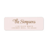 Modern stijlvol script roze gouden retouradres etiket (Voorkant)
