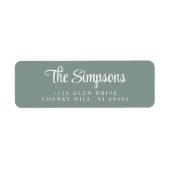 Modern Stijlvol Script Sage Groen Retouradres Etiket (Voorkant)
