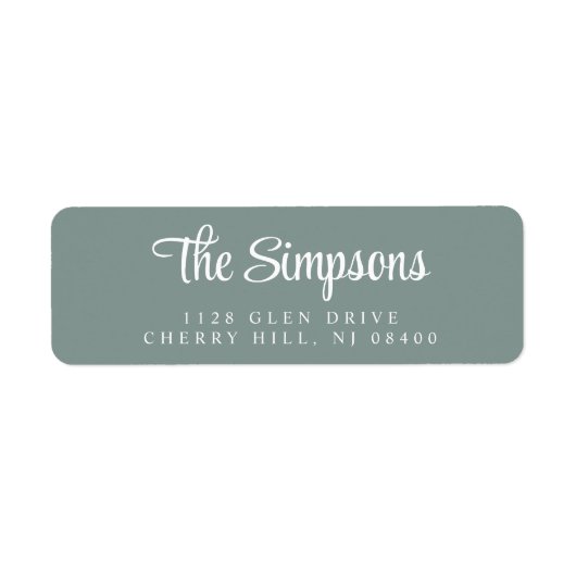 Modern Stijlvol Script Sage Groen Retouradres Etiket (Voorkant)
