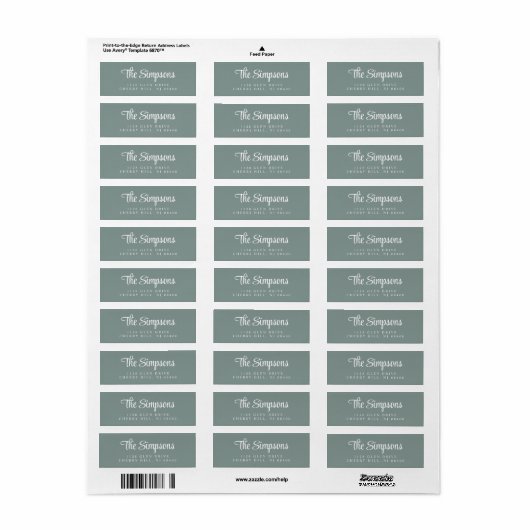 Modern Stijlvol Script Sage Groen Retouradres Etiket (Full Sheet)