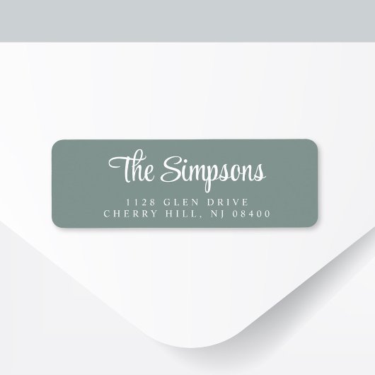 Modern Stijlvol Script Sage Groen Retouradres Etiket