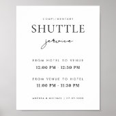 Modern stijlvol script shuttle service trouwbord poster (Voorkant)