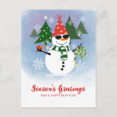 Modern Stijlvol Script Snowman Sneeuwvlokken Kerst Feestdagenkaart (Voorkant)