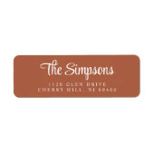 Modern Stijlvol Script Terracotta Retouradres Etiket (Voorkant)