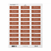 Modern Stijlvol Script Terracotta Retouradres Etiket (Full Sheet)