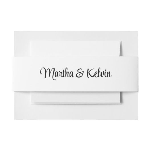 Modern Stijlvol Script Wit & Zwart Trouwen Uitnodigingen Wikkel (Voorkant Voorbeeld)