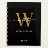 Modern stijlvol script zwart goud monogram 2023 planner (Voorkant)