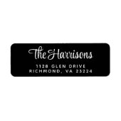 Modern stijlvol script zwart terugkeeradres etiket (Voorkant)