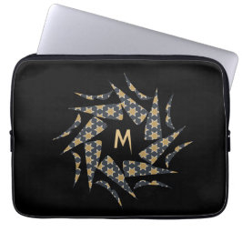 Modern stijlvol Star Pattern Monogram personaliser Laptop Sleeve