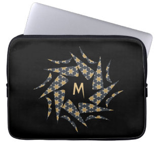 Modern stijlvol Star Pattern Monogram personaliser Laptop Sleeve