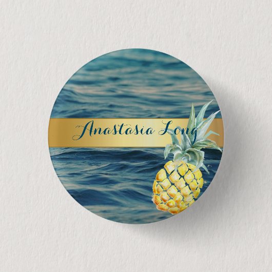 Modern Stijlvol, strand, zie, ananas Ronde Button 3,2 Cm (Voorkant)