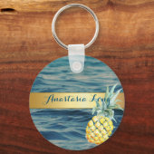 Modern Stijlvol, strand, zie, ananas Sleutelhanger (Voorkant)