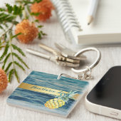 Modern Stijlvol, strand, zie, ananas Sleutelhanger (Voorkant Rechts)