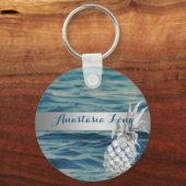 Modern Stijlvol, strand, zie, ananas Sleutelhanger (Voorkant)
