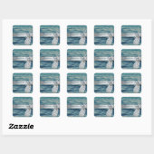 Modern Stijlvol, strand, zie, ananas Vierkante Sticker (Vel)