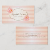 Modern stijlvol striped, Gold Lijst, Rozen Visitekaartje (Voorkant / Achterkant)