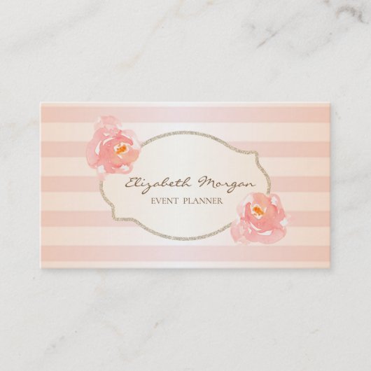 Modern stijlvol striped, Gold Lijst, Rozen Visitekaartje (Voorkant)