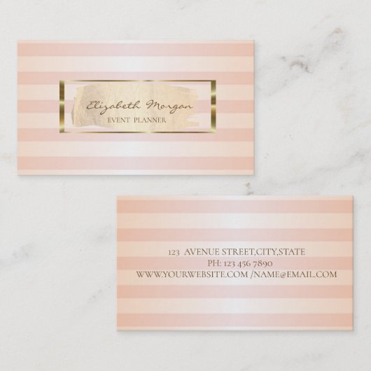 Modern stijlvol striped, penseellijn, Gold Lijst Visitekaartje (Voorkant / Achterkant)
