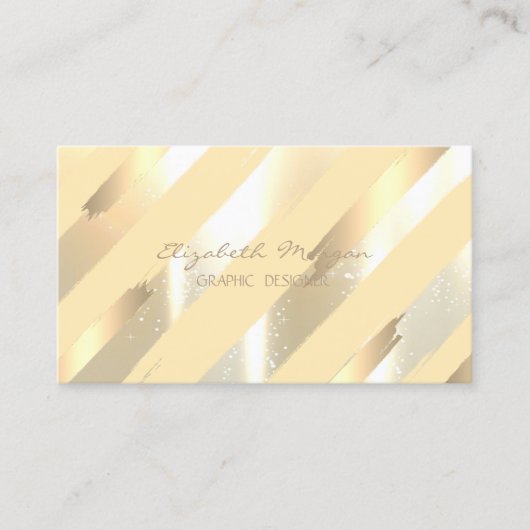 Modern Stijlvol, Stripes, Faux Gold Foil Bruske Visitekaartje (Voorkant)