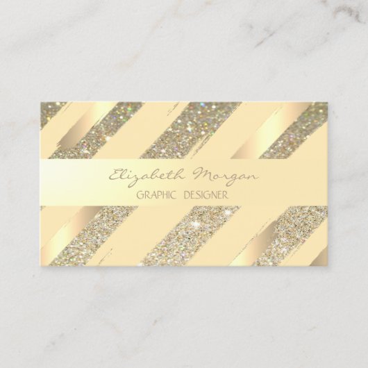 Modern stijlvol, Stripes, Faux Gold, Glittery Visitekaartje (Voorkant)