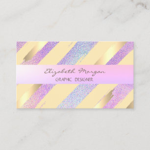 Modern stijlvol, Stripes, Faux Gold Holographic Visitekaartje