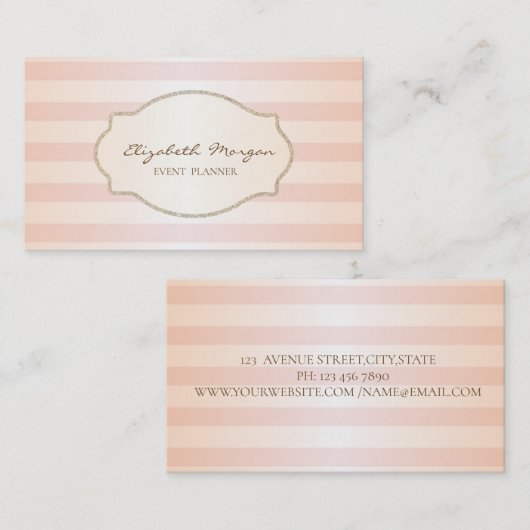 Modern stijlvol strips, Gold Glitter Lijst Visitekaartje (Voorkant / Achterkant)