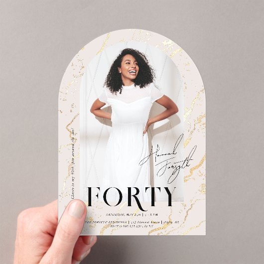 Modern stijlvol tijdschrift | 40e verjaardag foto acryl uitnodigingen (Insitu (Draagbaar))