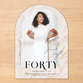 Modern stijlvol tijdschrift | 40e verjaardag foto acryl uitnodigingen (Voorkant)