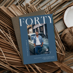 Modern stijlvol tijdschrift   40e verjaardag foto kaart