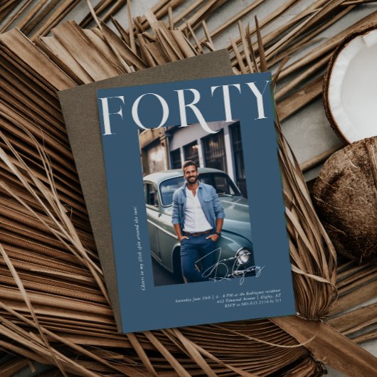 Modern stijlvol tijdschrift | 40e verjaardag foto kaart