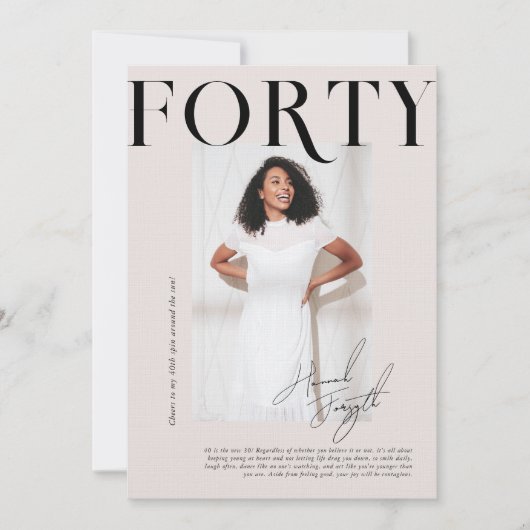 Modern stijlvol tijdschrift | 40e verjaardag foto kaart (Voorkant)
